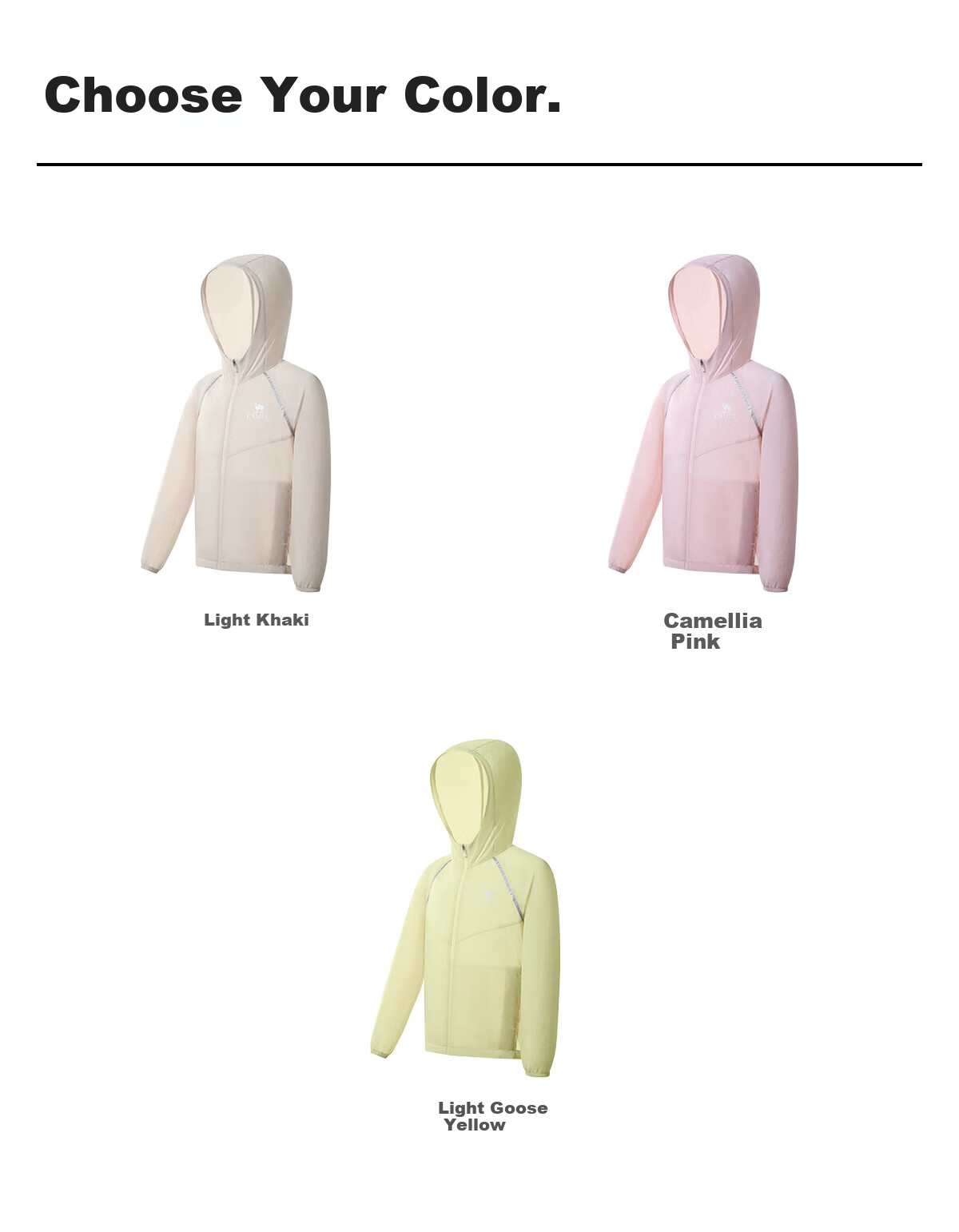 CAMEL [Muguang] Children's Sun Protection Clothing, Summer Lightweight Jacket, Cool And Breathable, for Older Children, Skin-Friendly Outerwear, UV-Resistant 15