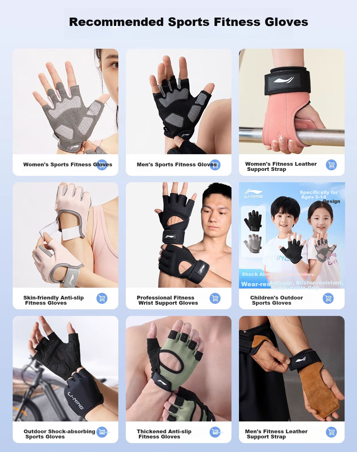 LI-NING Women's Leather Fitness Gloves with Pull-Up Grip, Men's Palm and Wrist Support Strap for Deadlift and Pull-Up Assistance 1