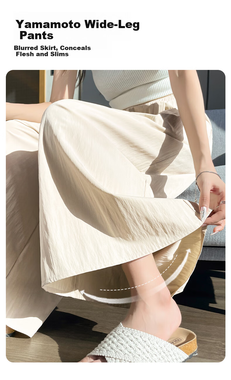 Baleno Yamamoto Wide-Leg Skirt Pants for Women 2025 Summer New High-Waist Straight-Leg Comfortable Casual Trousers 5