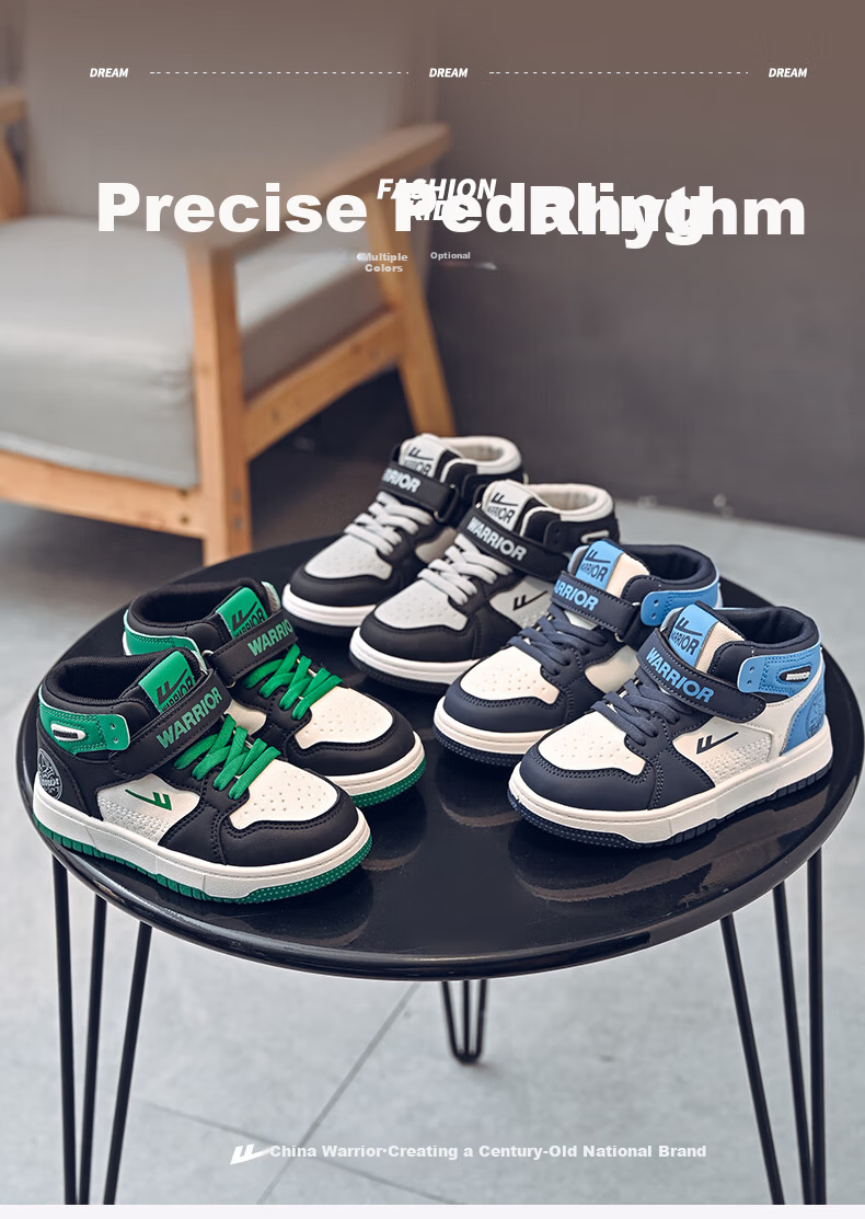 Warrior Children's Mid-Top Sneakers for Spring And Autumn, Boys' School Sports Shoes WZ-0610 Black/White Size 33 1