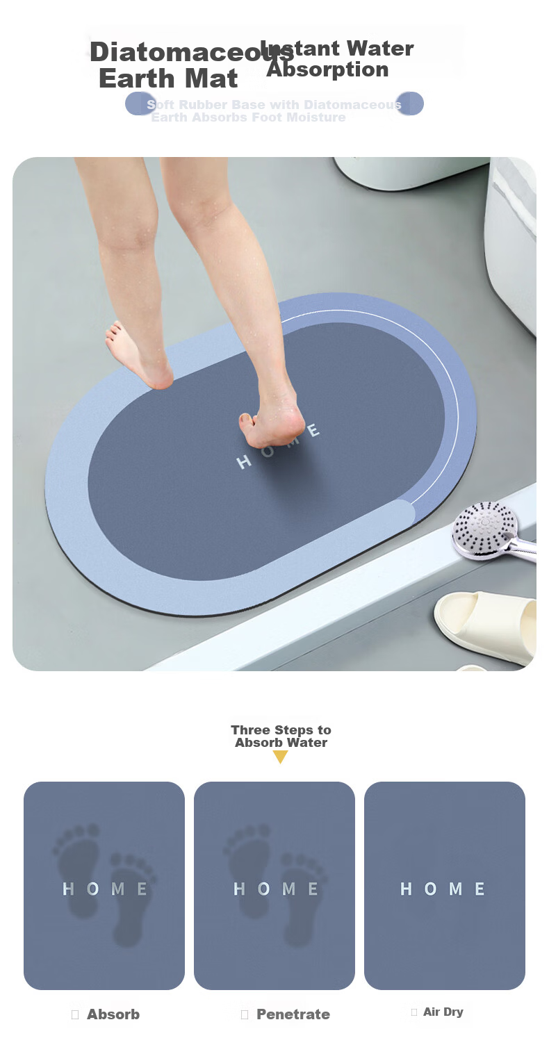 Nanjiren Bathroom Mat Absorbent Non-Slip Toilet Door Entrance Quick-Dry Floor Mat 50*80cm 3
