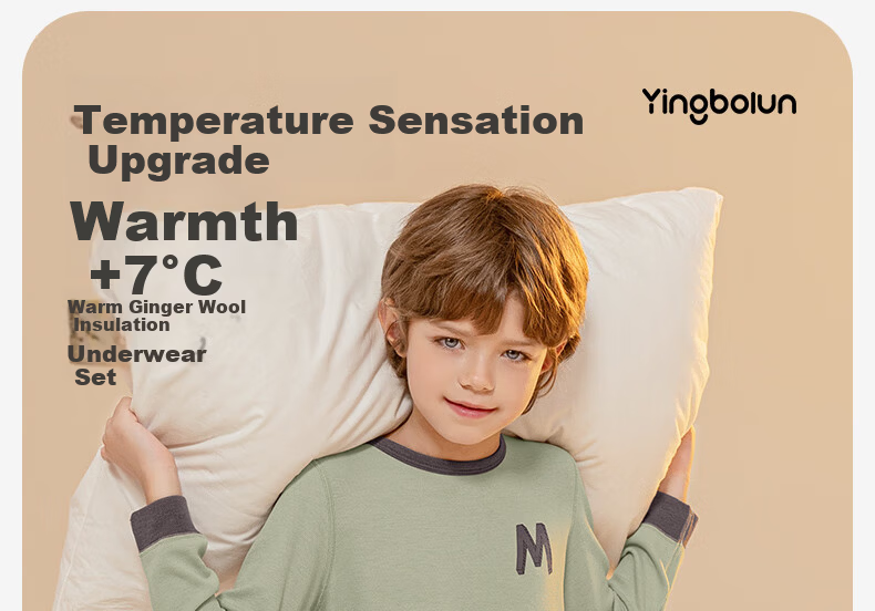 YING BO LUN Boys Thermal Warm Underwear Set Boys Pajamas Children's Autumn Clothes 81116 Medium Green 120 2