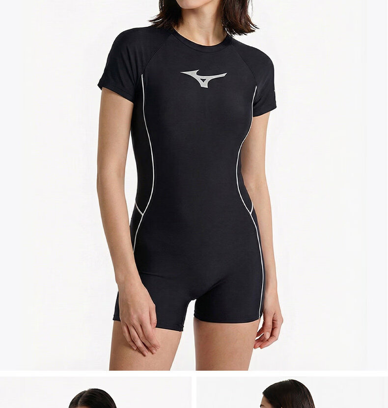 MIZUNO Women's One-Piece Swimsuit, Square Leg, Professional Racing Swimwear, Slimming, Conservative, Plus Size, Hot Spring Swimwear, A1314 Black L 19