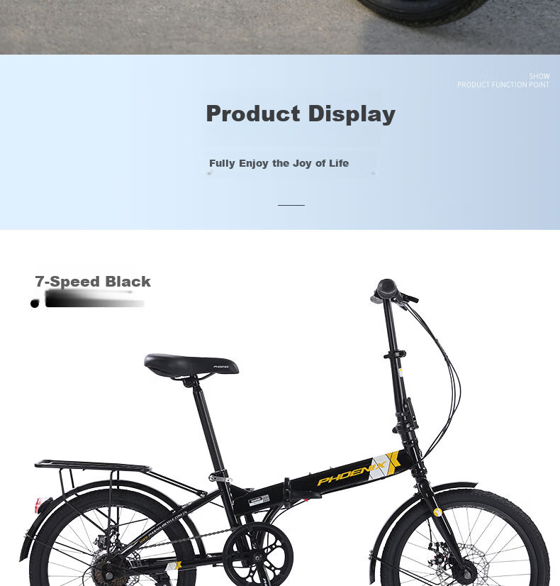 Phoenix Folding Bike Adult Ultra-Light Portable Commuter Leisure Bicycle 20-inch Shimano Gear Student Bike 13