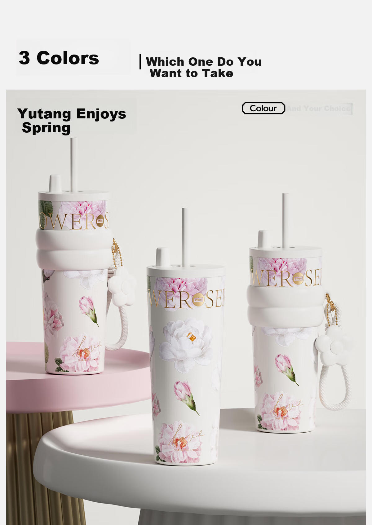 Shidajia Insulated Mug for Women with Straw, Stylish Water Bottle, Birthday Gift for Girlfriend Or Wife, Large Capacity Cup 11