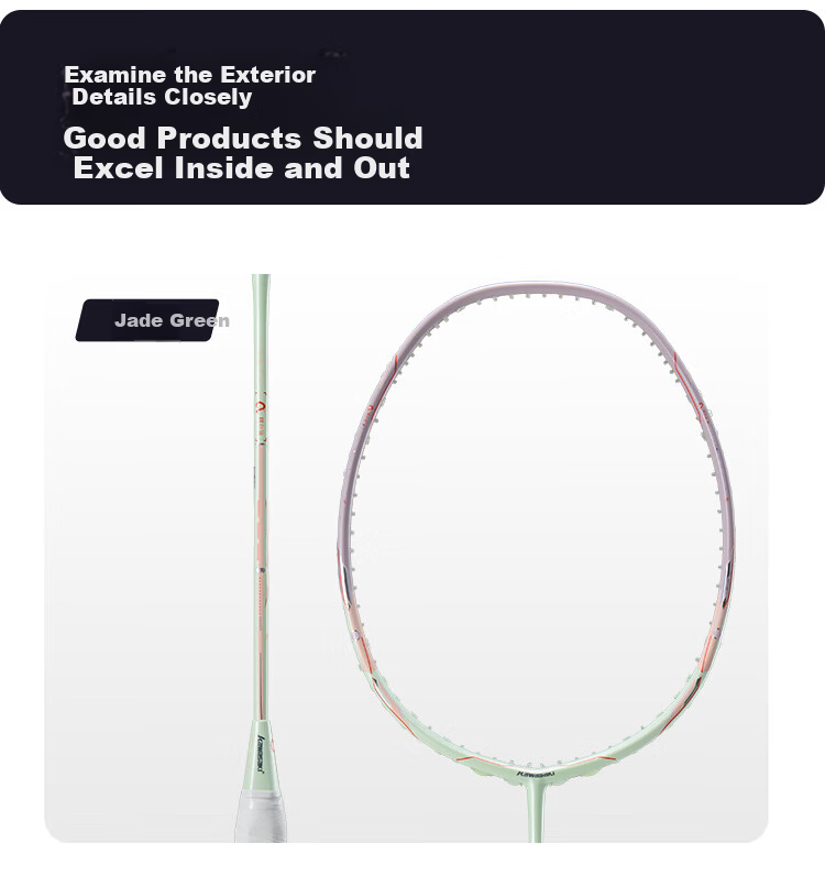 Kawasaki Badminton Racket, Full Carbon Single Racket, 6U Ultra-Light Offensive Type Alpha Light Cloud White And Gray (Pre-Strung) 14