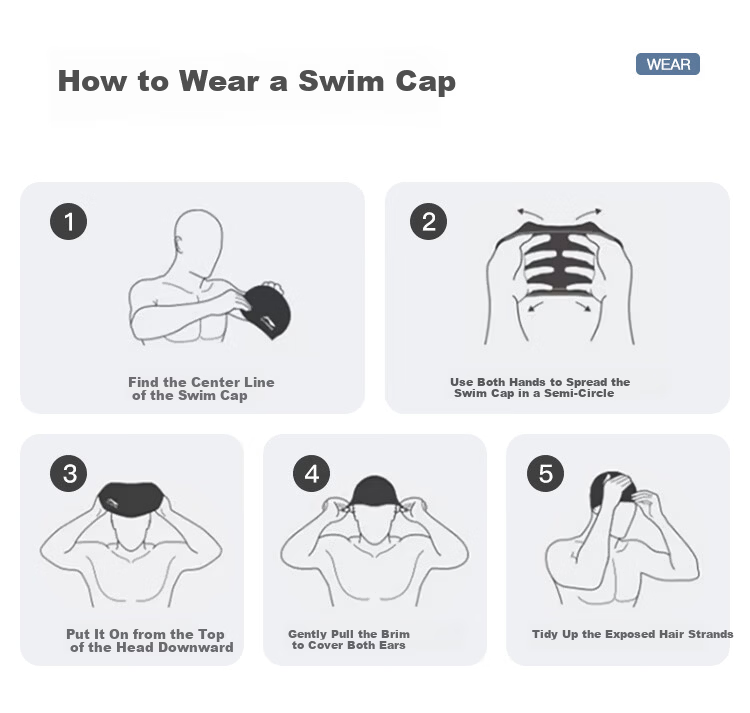 LI-NING Unisex Silicone Coated Swim Cap for Long Hair Comfortable Ear Protection Non-Slip Black 6431 13
