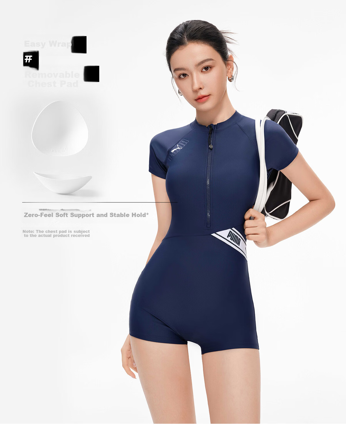 PUMA One-Piece Swimsuit for Women, Boyshort Style, Antibacterial, Sun Protection, High-End Look, Conservative, Slimming, Suitable for Hot Springs And Vacation, Athletic Swimwear 14