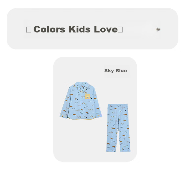 Hodohome Boys' Pajamas, Class A Cotton-Spandex Long Sleeve Loungewear, Boys' Turn-Down Collar Cardigan, Cute All-Over Print Set 103 130 8