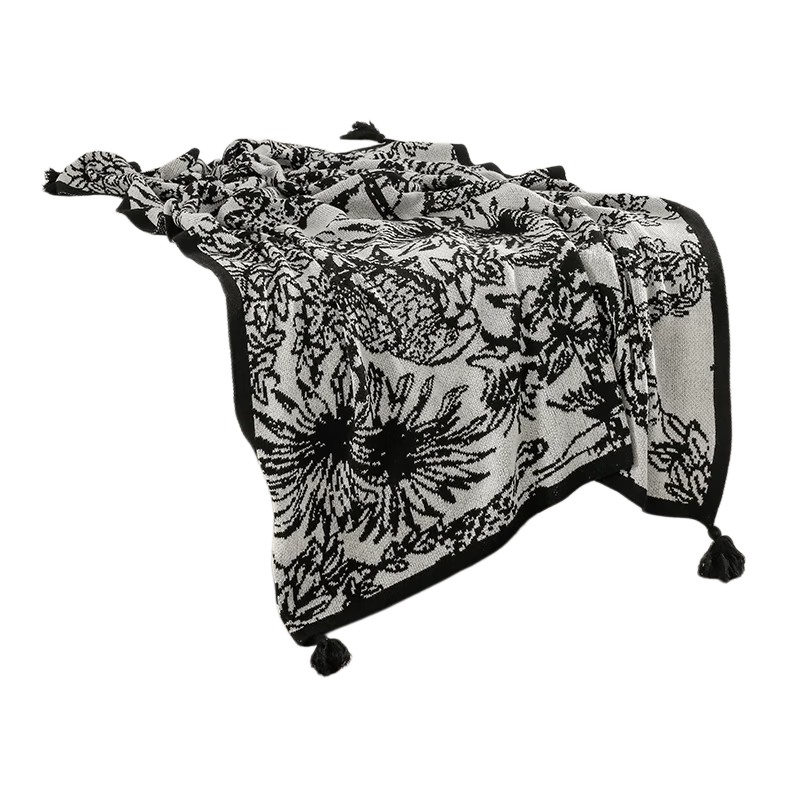 Fanyejia Floral And Bird Pattern Knitted Blanket, Luxury Throw, Sofa Cover, Living Room Leisure Nap Blanket, Bed End Rug, Office Air Conditioning Blanket