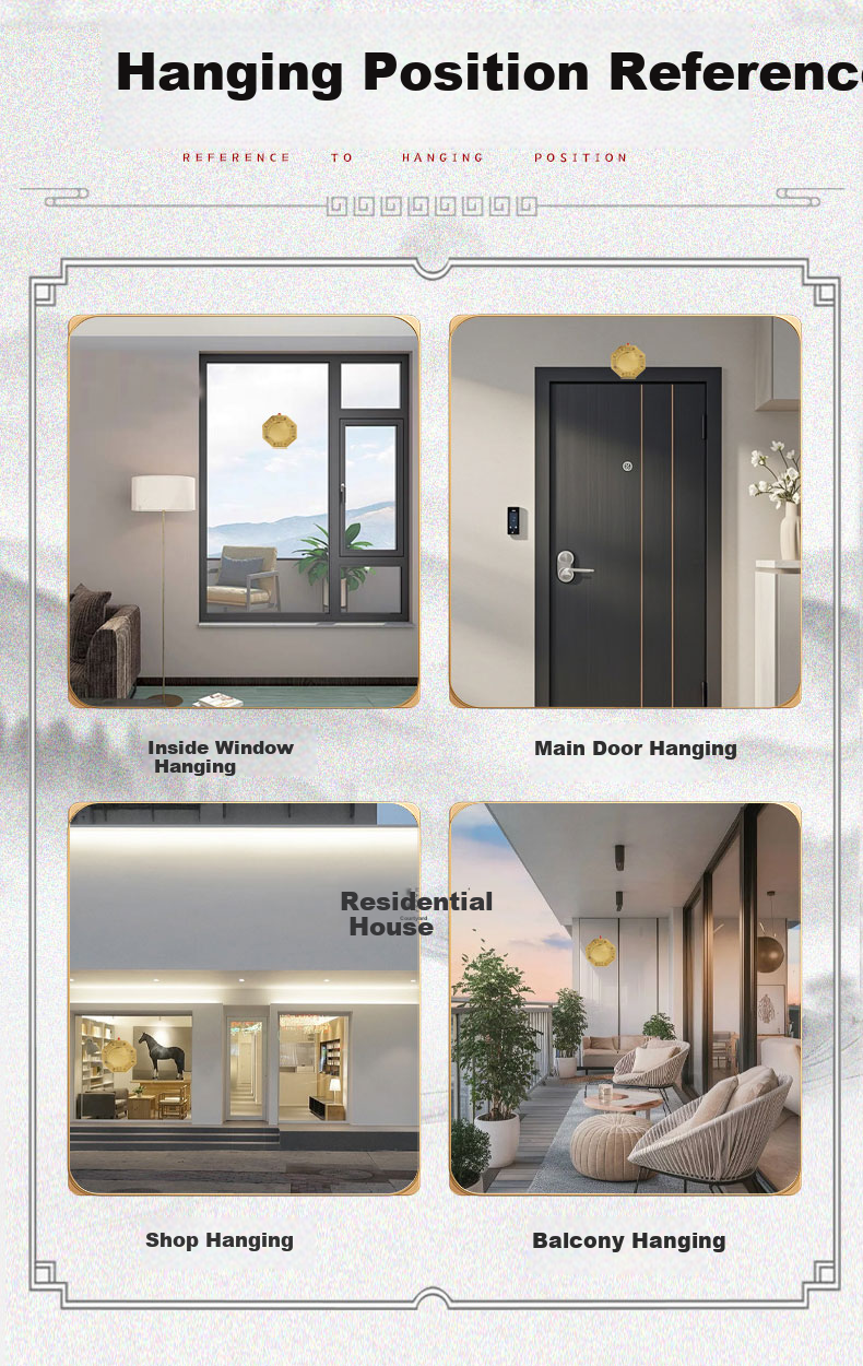 Original Artisan Bagua Convex Mirror Feng Shui Copper Mirror Pendant for Front Door Balcony Brass Convex Mirror Diameter 11cm 3