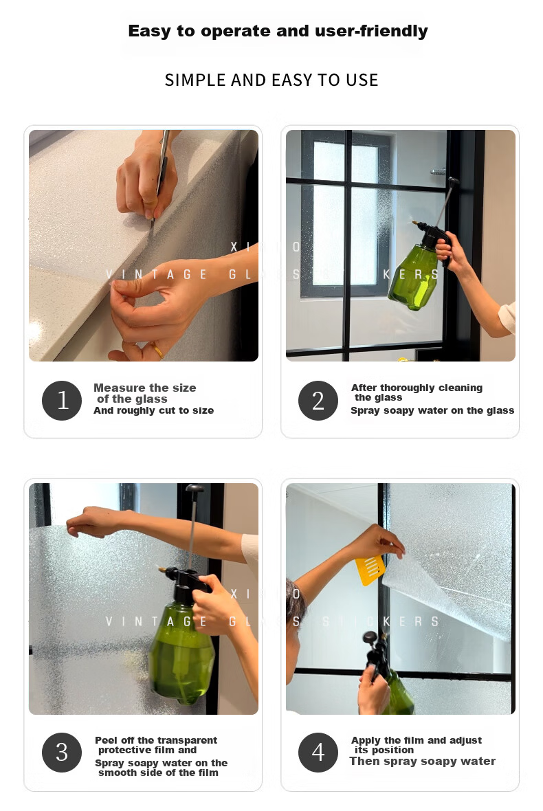 Xinuo Vintage Frosted Glass Sticker Translucent Opaque Toilet Bathroom Window Privacy Static Cling Anti-Peeping Film 9
