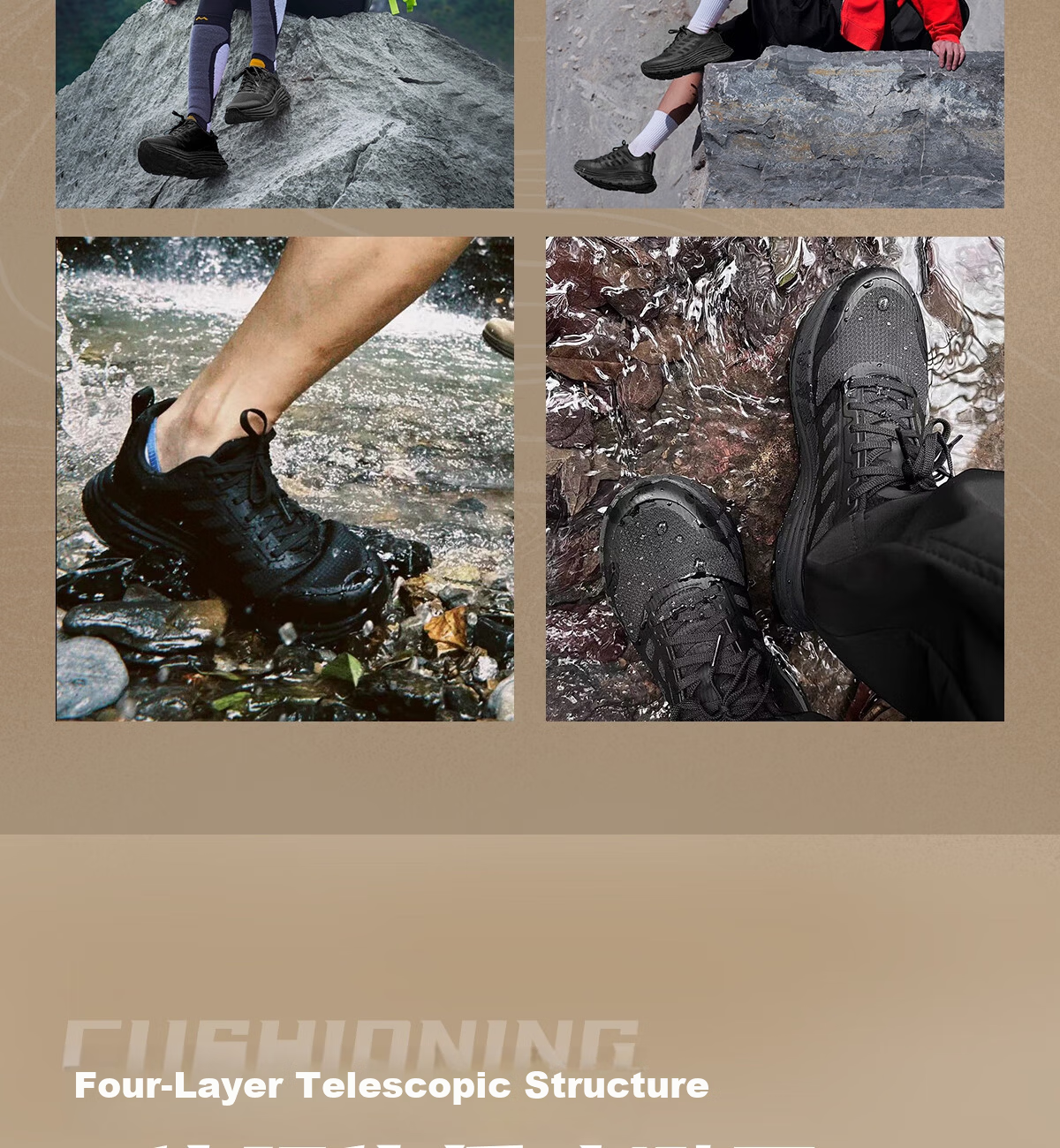 Huwaitegong Wugunshan Lingbo Hiking Boots, All-Terrain Water-Resistant Non-Slip Trail Lightweight R21 Warrior Black 44 3
