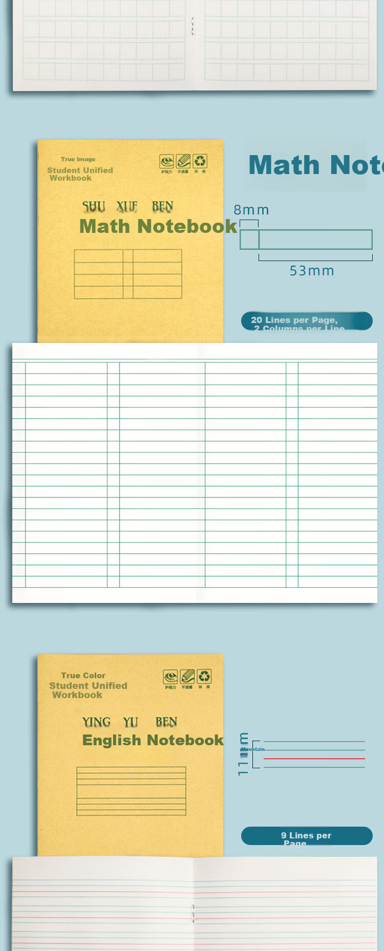 TRUECOLOR 36K Exercise Book National Standard Practice Copybook Full Set Chinese Writing Book Kindergarten Handwriting Grade 1-2 Copybook 10-Pack ZCW-1076 5