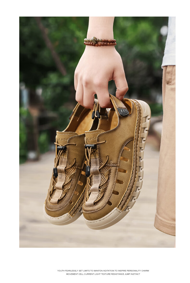 MULINSEN Mulinsen Men’s Outdoor Hiking Sandals Beach Slip-On Hollow Breathable Shoes 26803 12