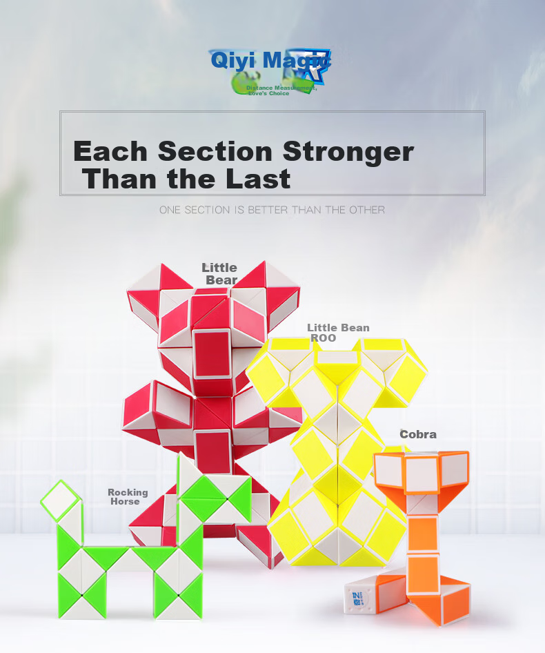 Qiyi Magic Cube 72-Segment Magic Ruler, Transformable Magic Ruler Snake Toy, Blue And White Children's Day And New Year Gift 2