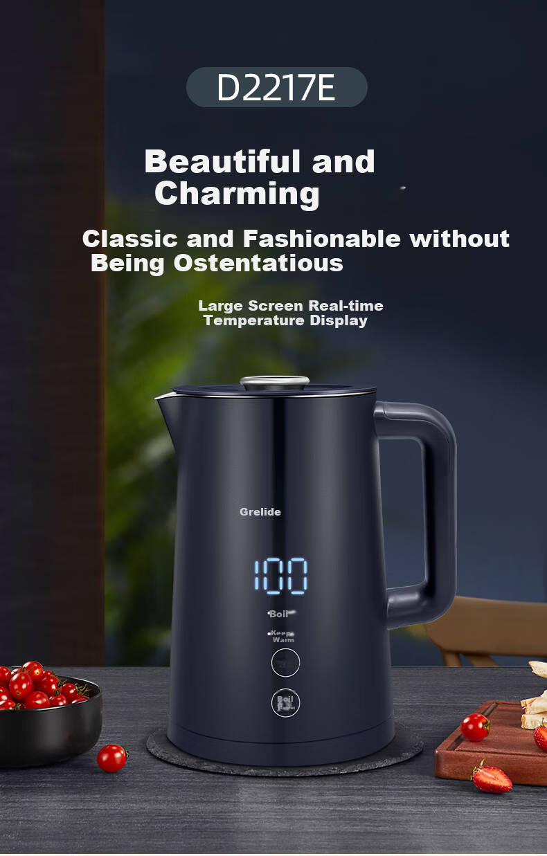 Grelide 316L Stainless Steel Electric Kettle, Insulated Temperature Control Electric Water Boiler, Large Capacity Multi-Temperature Heating Kettle D2217E Jazz Blue 1