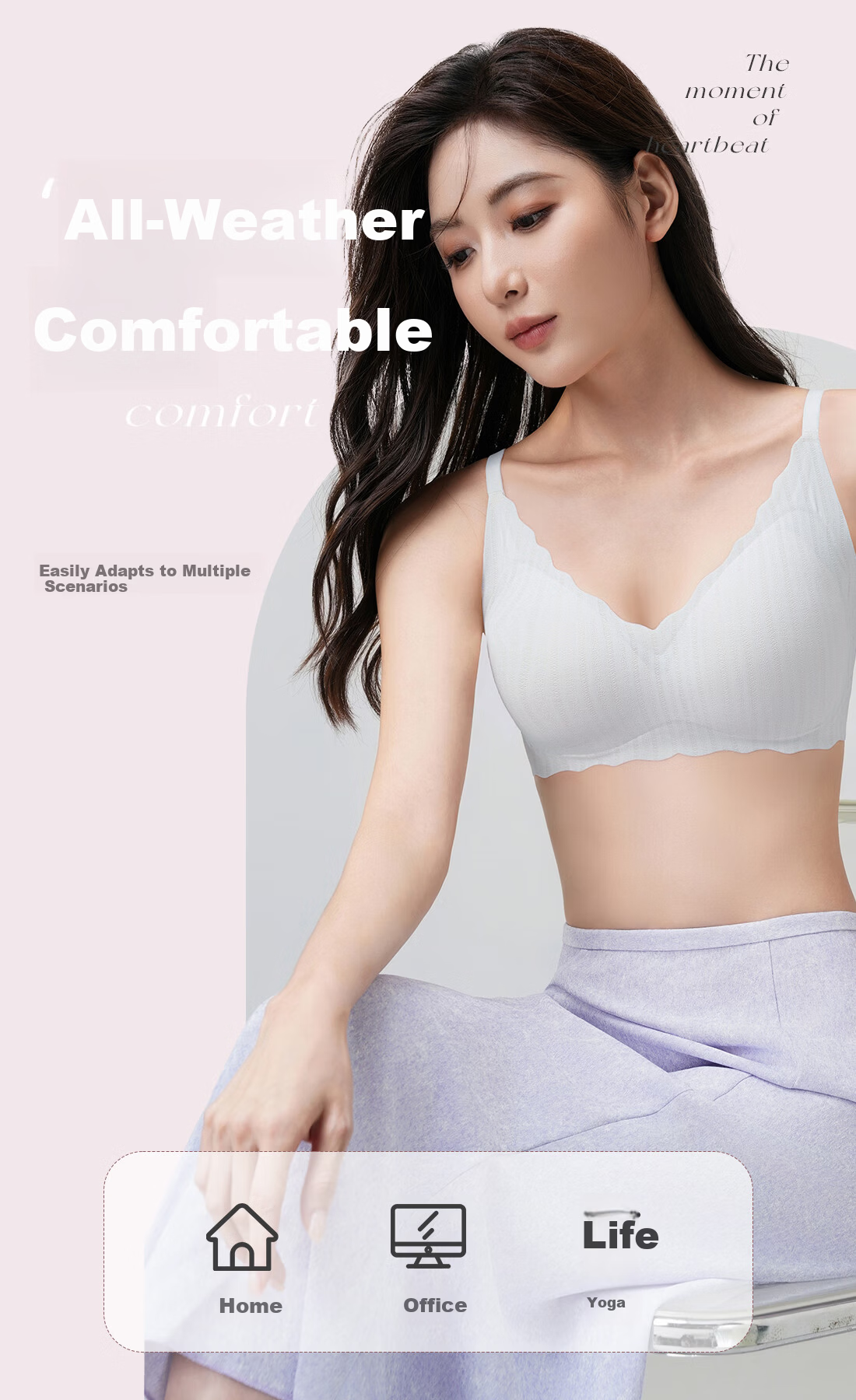 Ordifen Grade 7 Antibacterial Underwear Black Technology W-Shaped Soft Support Push-Up Side Breast Gathering Skin-Friendly Breathable Lace Sweet Bra 18