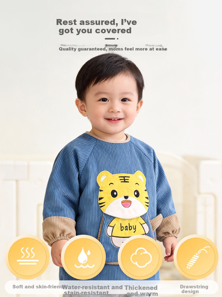 9i9 Baby Eating Bib Apron Long Sleeve Toddler Art Smock Waterproof Reversible Kids Splash-Proof Shirt A410 4