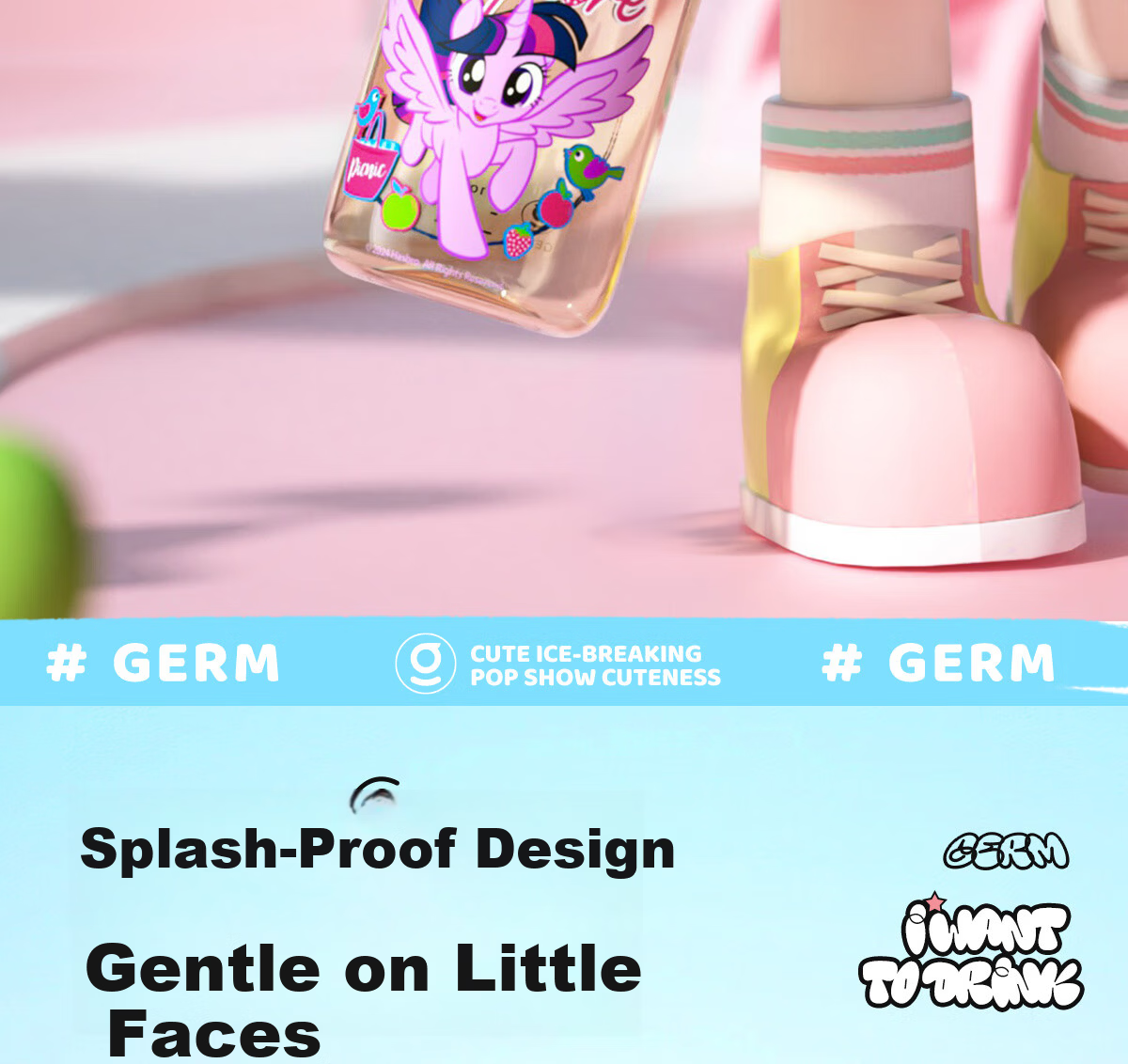 Germ My Little Pony Summer Children's Plastic Straw Cup for Girls Kindergarten Student 480ML Purple 9