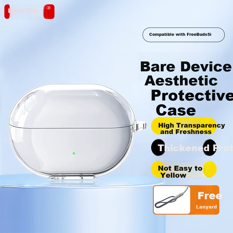 Beiyipin Earphone Protective Case for Huawei Freebuds 5i Wireless Bluetooth Earbuds Storage Box Shockproof Dustproof Transparent Soft Cover