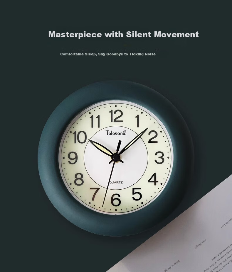 Telesonic 17cm Quartz Wall and Desk Clock, Creative Minimalist Luminous Bathroom and Living Room Clock 3