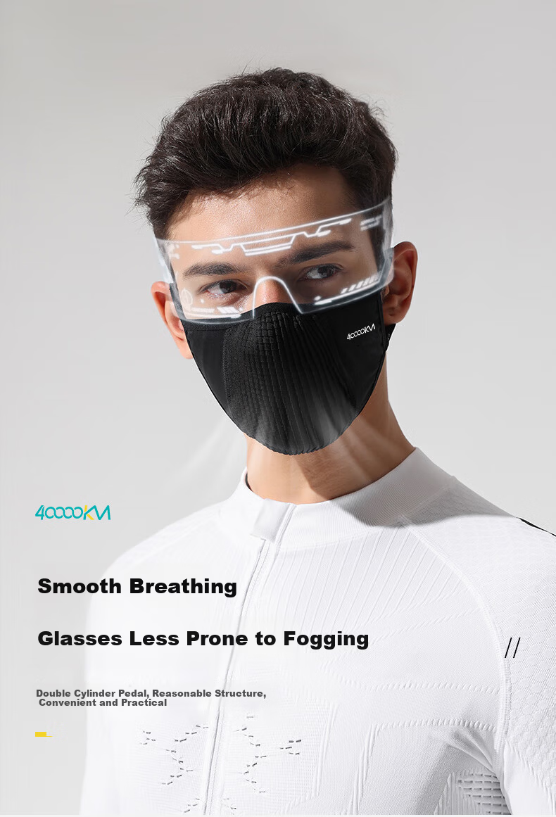40,000 Kilometers Cycling Sun Protection Mask UV Resistant Outdoor Running Sports 3D Ice Feeling Breathable Mask Black 3