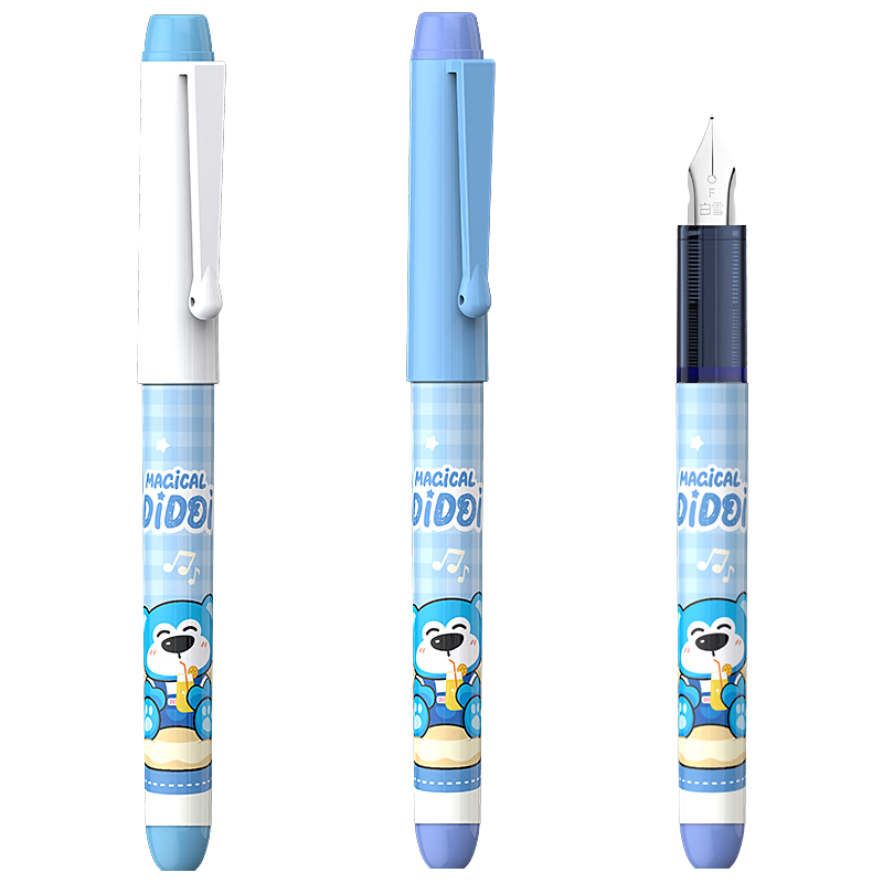 Snowhite Erasable Liquid Ink Fountain Pen for Elementary Students Grades 3-6, No Cartridge Replacement, Built-in Ink Conditioner, High Aesthetic, Large Capacity, Student Practice Pen C510, Ink Blue, P