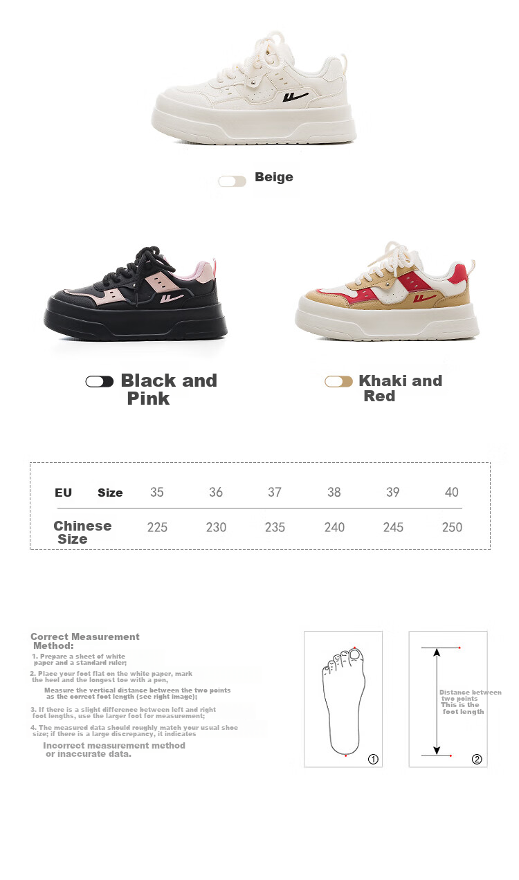 Warrior Official Women's Casual Shoes 2026 Spring New Versatile Height-Increasing Sneakers Beige 38 (240mm) 4