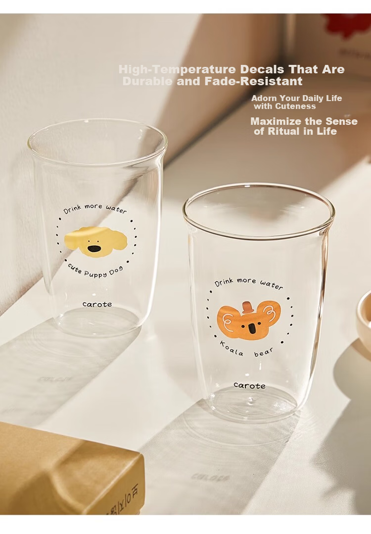 Carrot High Borosilicate Glass Cup Tea Juice Milk Coffee Cup High Aesthetic Home Use Heat Resistant Cotton Puppy 500ml 6