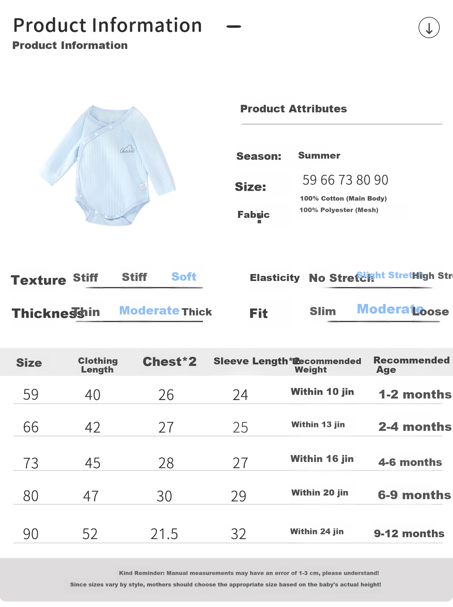 Banbadoudi Newborn Onesie, Spring And Autumn Pure Cotton Skin-Friendly Seamless Belly Protection Breathable Long Sleeve Triangle Romper Bodysuit for Baby Boys And Girls 11