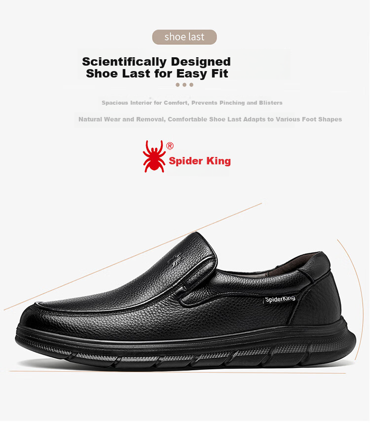 SPIDER KING Men's Casual Comfortable Business Low-top Thick-soled Slip-on Shoes D2QA480721A Black Size 40 6