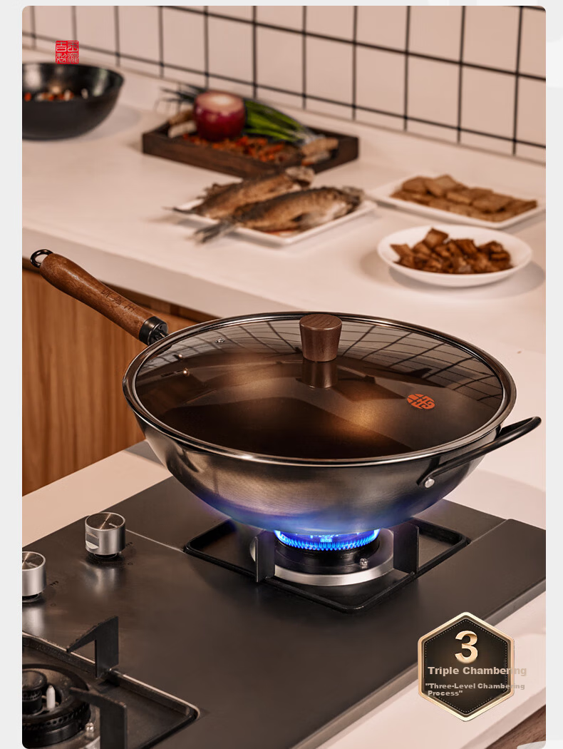 Wang Yuan Ji Cast Iron Wok Non-Coated 30cm Household Gas Stove Compatible Traditional Non-Stick Frying Pan 6