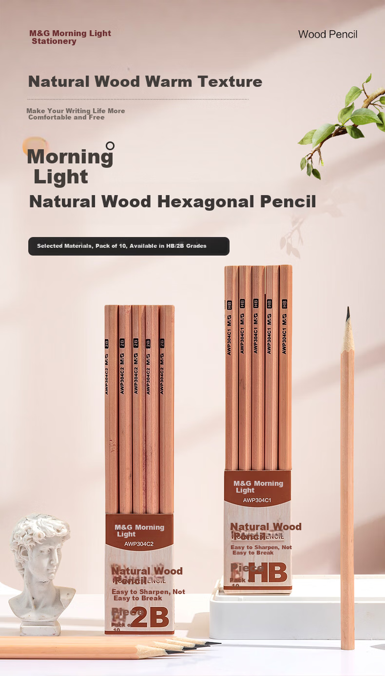 M&G Stationery HB Pencils, 30 Pieces, Natural Wood Triangular Pencils for Primary School Students, Drawing Pencils for Exam Writing And Summer Vacation Handwriting Practice AWPQ2324 1