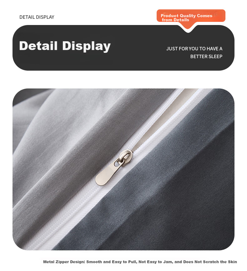 Grace A-Class Antibacterial Single Quilt Cover Skin-Friendly Student Single Duvet Cover Core Set Ink Pine Gray 200*230cm 11