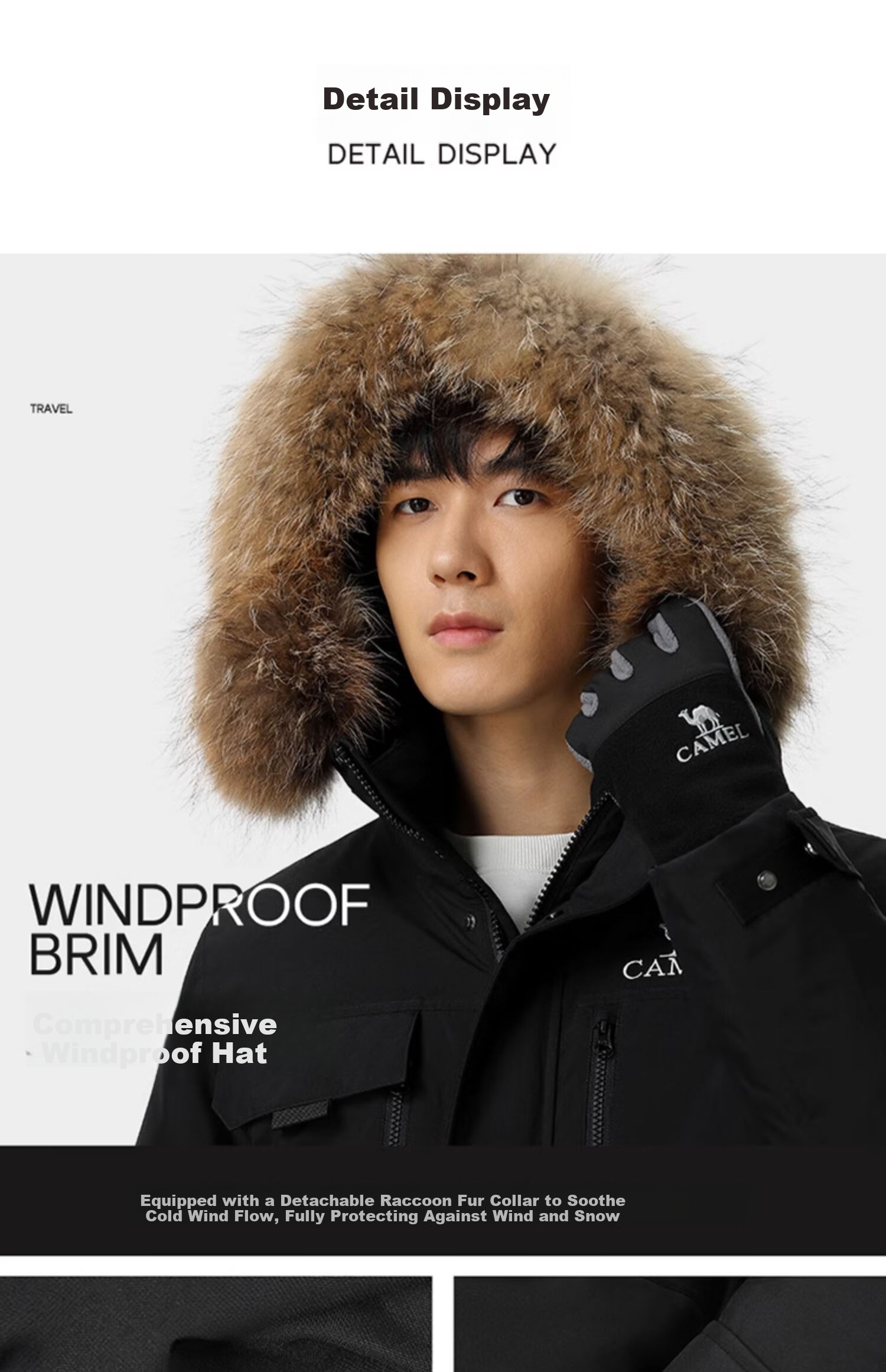 CAMEL [Guanghan Palace] Outdoor Waterproof Windproof Thickened Three-Protection Workwear Down Jacket for Men and Women N133 22