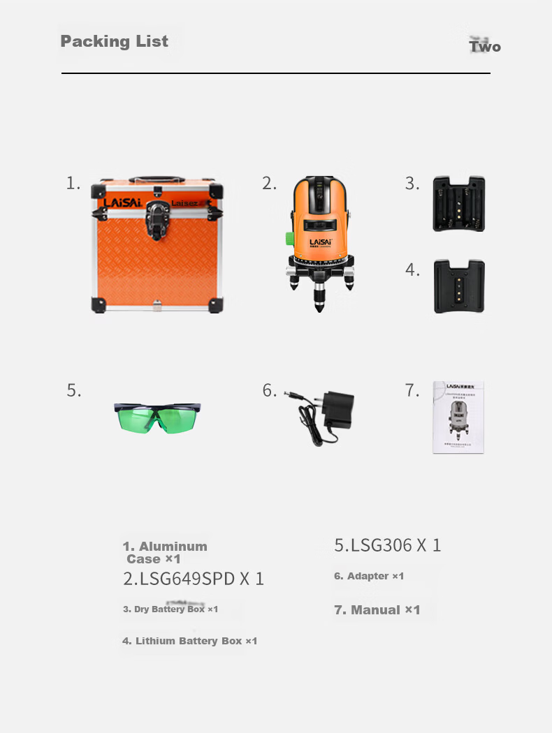 LAISAI Level LSG649SPD Green Light 5-Line, Infrared High-Brightness High-Precision Automatic Leveling Laser for Carpentry And Wall Constructio 6