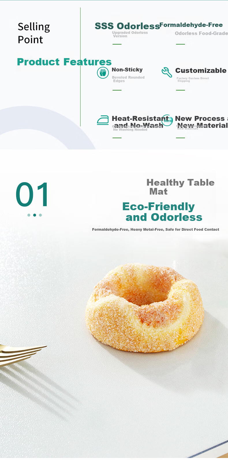 Gusi Coffee Table Mat Waterproof Oil-Resistant Soft Glass Table Protector Dining Table Mat TV Cabinet Countertop Protector Pad 5
