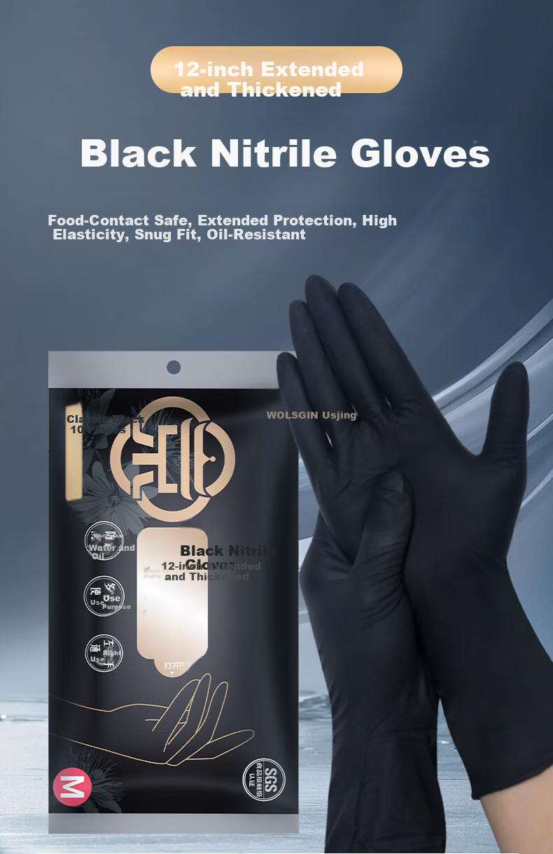 WOLSGIN Disposable Nitrile Gloves 30pcs Size L Household Dishwashing Food Grade Kitchen Gloves Extended Length Plum Purple 1