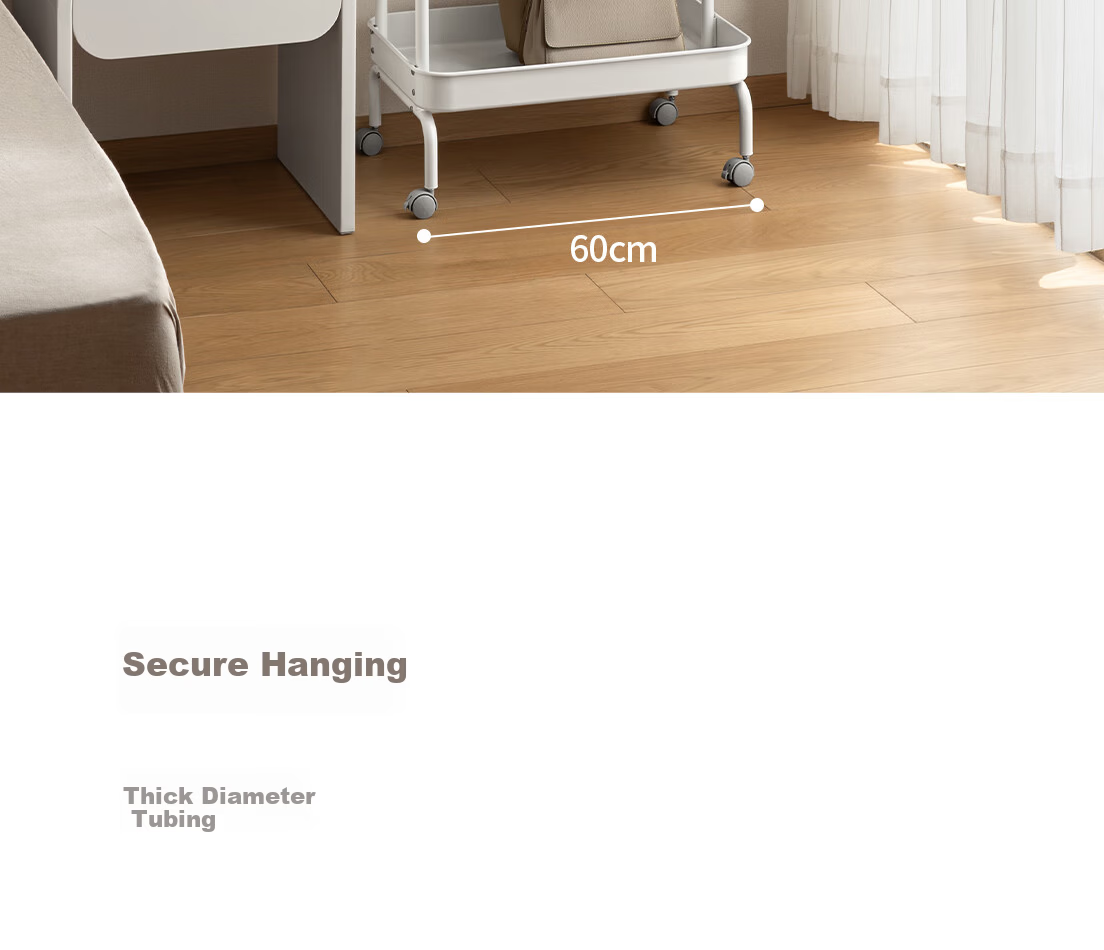 Lanjiaoluo Floor-Standing Clothes Rack, Bedroom Storage with Wheels, Hooks, 80*40*160cm, Mobile And Thickened 6
