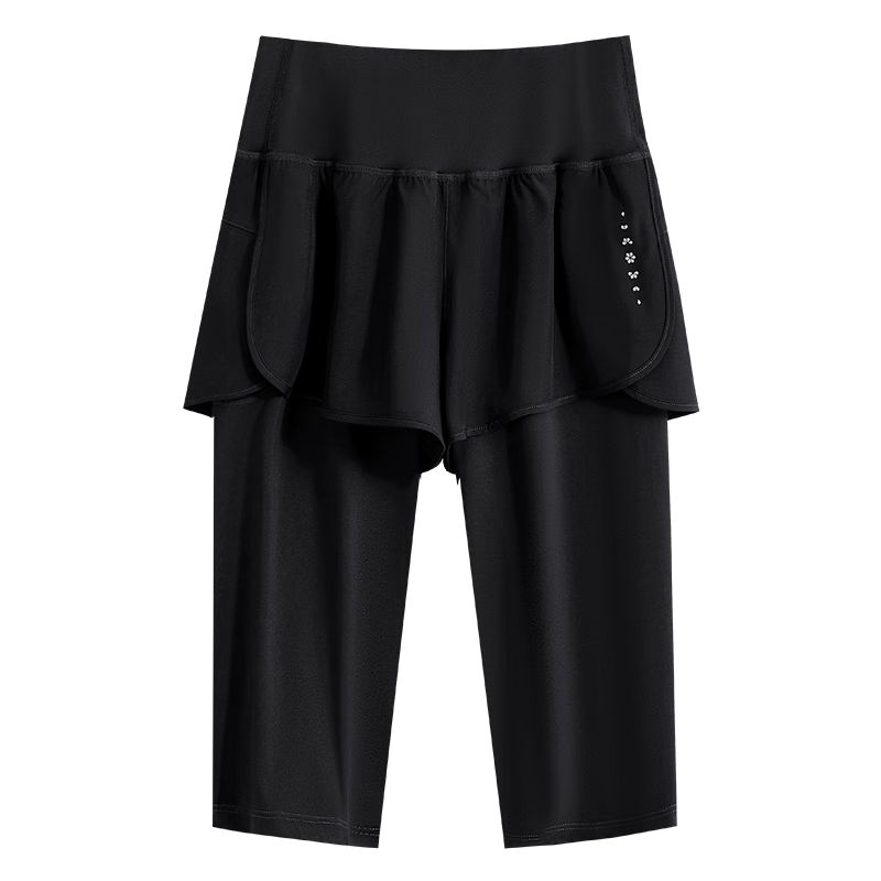 Baisirong Women's Outdoor Running Sports Shorts Summer Quick-Dry Yoga Knee-Length Stretch Plus Size Fitness Training Pants