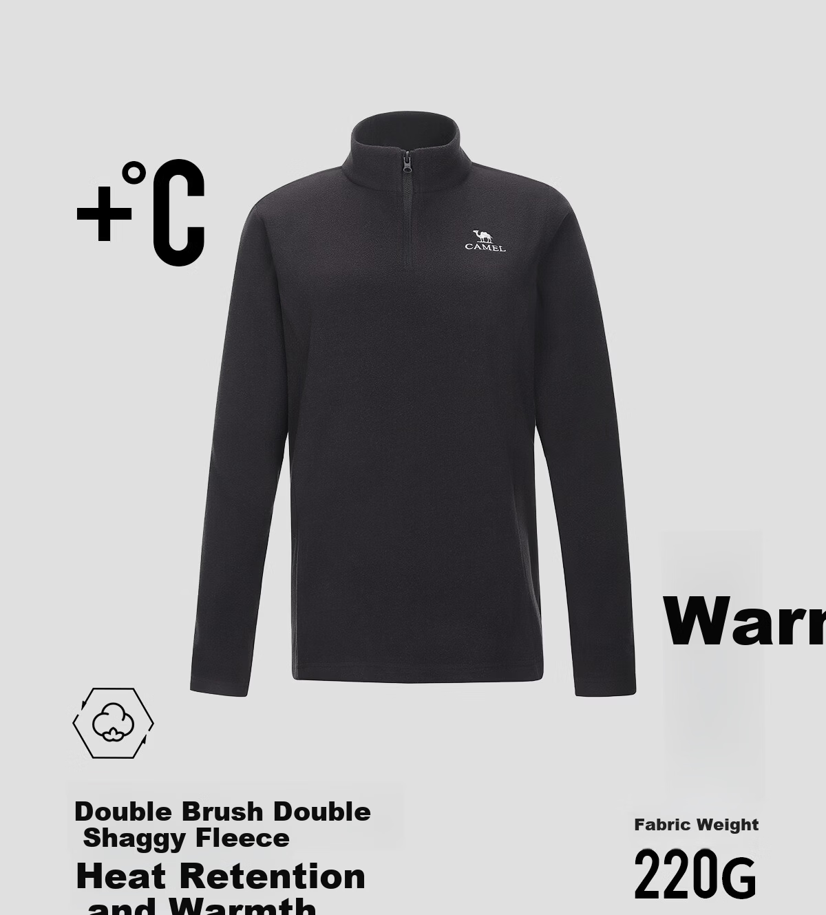 CAMEL Women's Outdoor Fleece Jacket High Collar Windproof Heated Warm Anti-Static Softshell Liner Men's Polar Fleece Coat K172 8