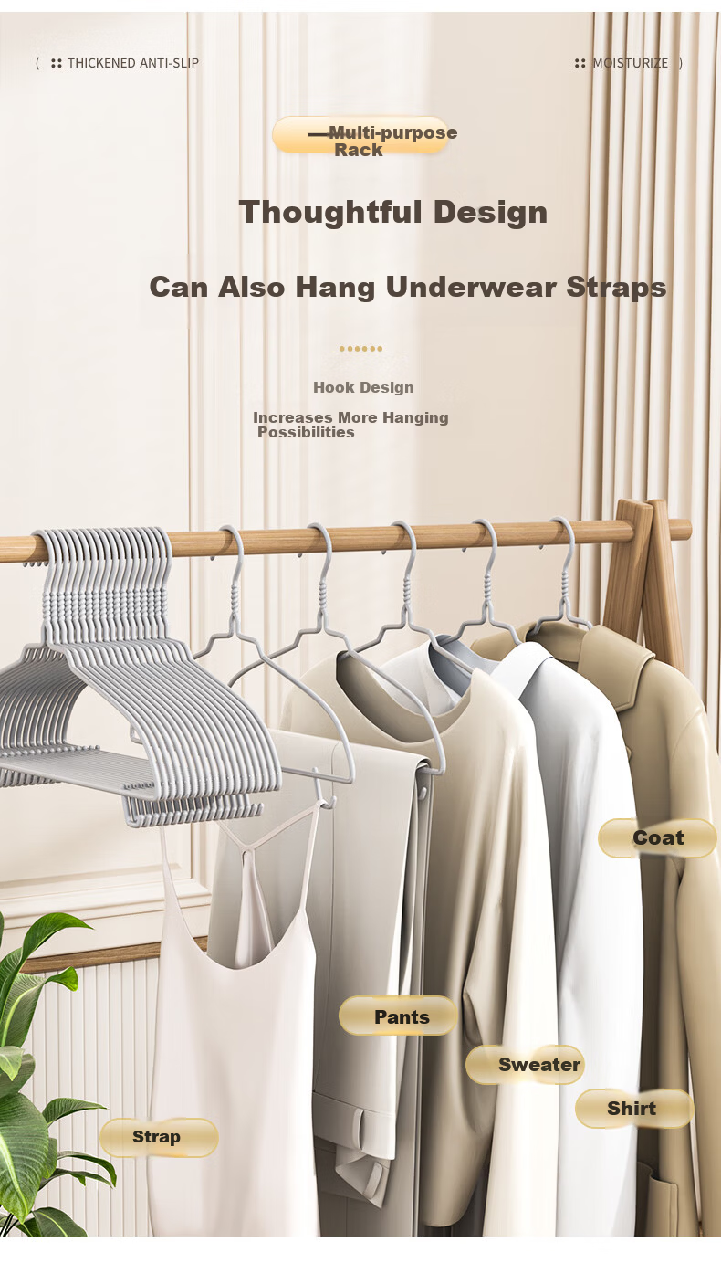 Baicaoyuan Non-Slip Hanger Set for Clothes, Adult Household Extra Wide and Thick Large Clothes Hangers, 10 Pieces 13