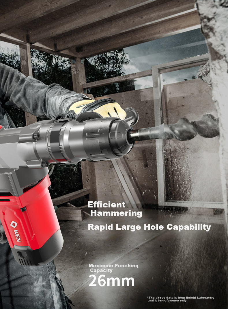 KEN 2832G Dual-Function 1200W High-Power Rotary Hammer and Chisel Industrial Multi-Function Electric Drill Tool Set 3