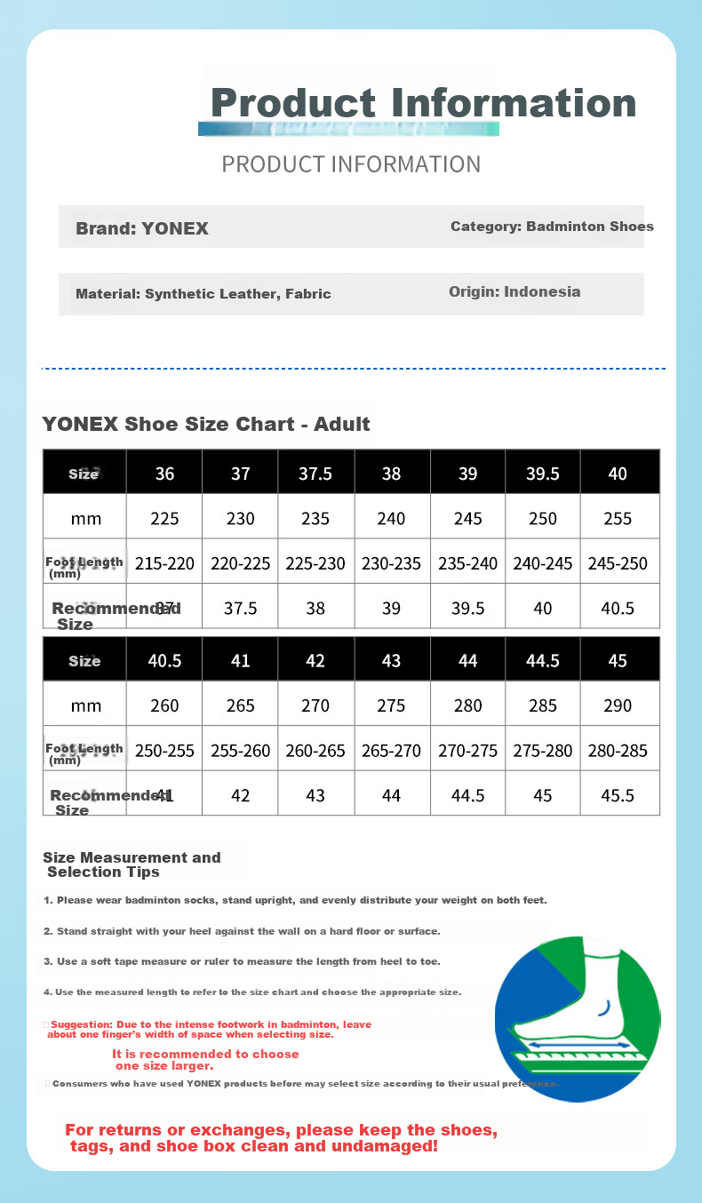 YONEX Badminton Shoes Shock Absorption Non-Slip Tennis Shoes Universal Power Cushion Fashion Sports Shoes SHTPAEX White/Green Size 44 6