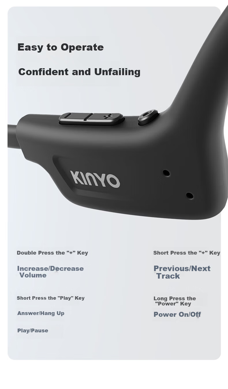 KINYO Sports Bone Conduction Open Bluetooth Earphones Comfortable Non-In-Ear Ear-Hook Design Long Battery Life Sweatproof Waterproof for Cycling Outdoor Sports 34