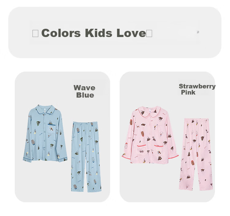 Hodohome Boys' A-Class Cotton Pajamas Cartoon Print Long Sleeve Cardigan Set 107-160 16