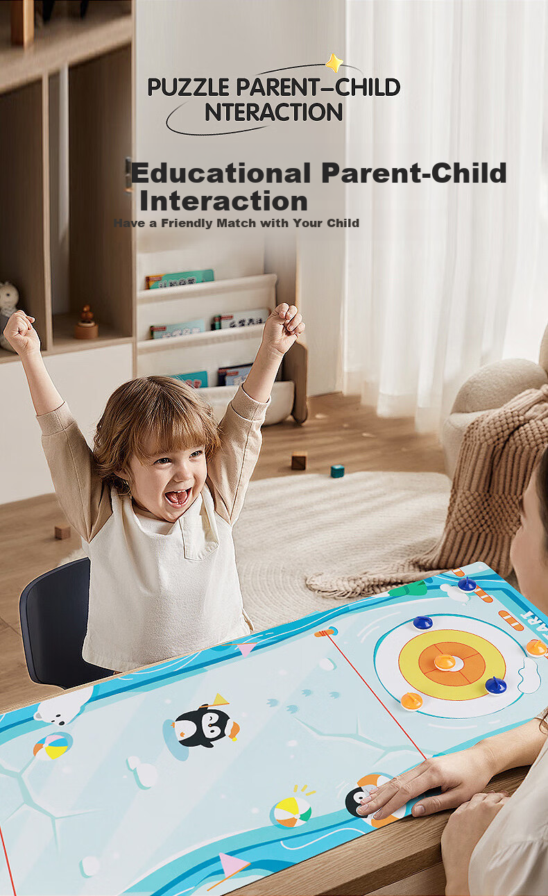KIDDYCOLOR Kids Desktop Curling Game (5-in-1) Educational Toy Boys Parent-Child Ice Hockey Battle Board Game Birthday Gift 3