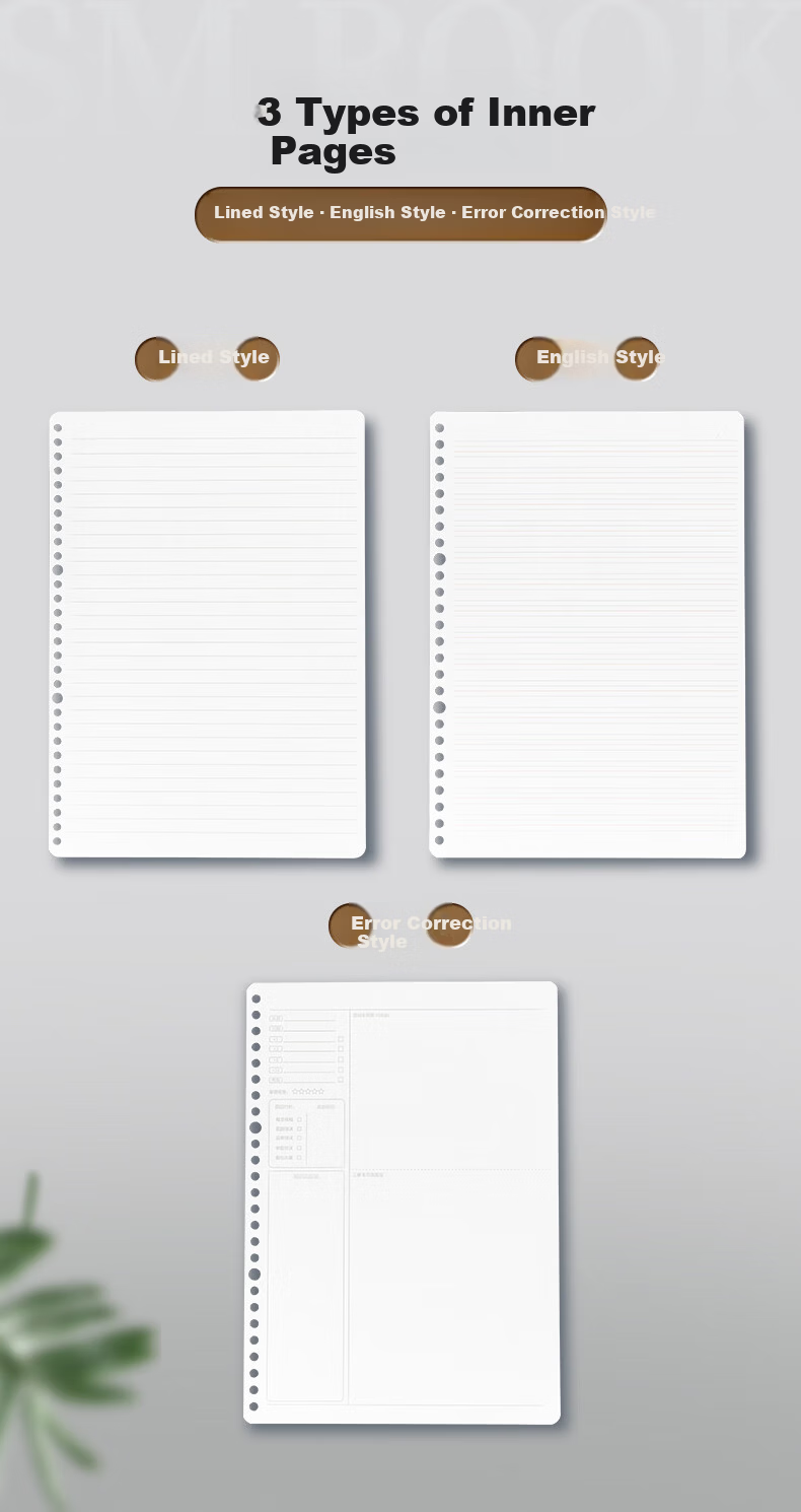 M&G B5 50-Sheet Loose-Leaf Notebook Detachable 8-Hole Meeboki Series Plain Color HB5600AA Exam Essential 3