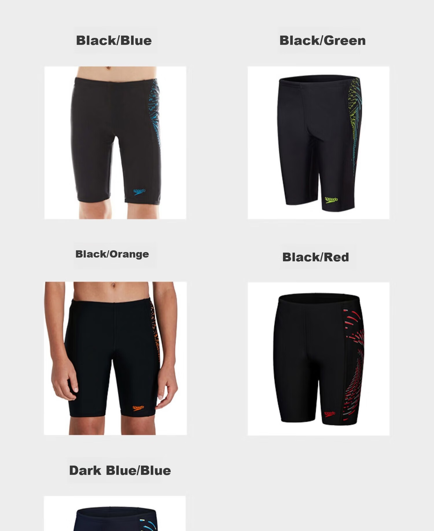 Speedo Kids Swim Shorts Swim Dare Series Youth Training Printed Knee-Length Swim Trunks UV Protection Chlorine Resistant Black/Orange Size 5-6 8